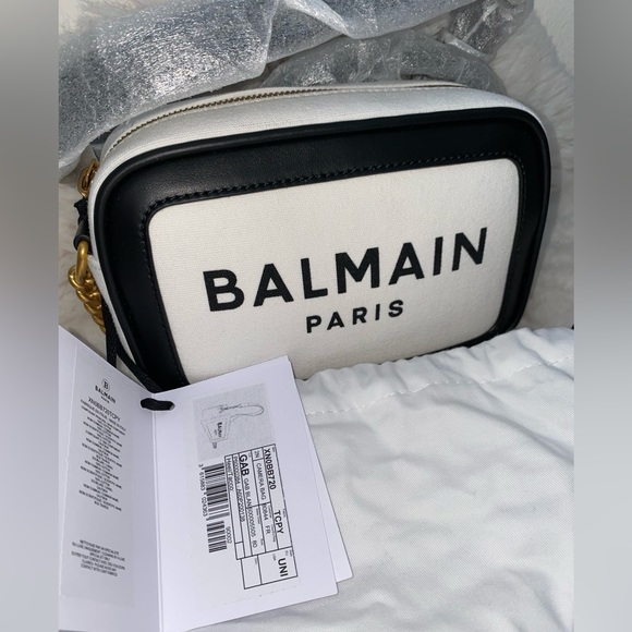 Balmain B-Army Camera Bag Gab Blanc Noir NEW - Picture 3 of 8